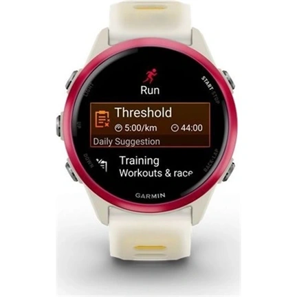 Garmin Forerunner 570 futóóra - 42mm, málna alumíniumtok és átlátszó csontszín/mangó szíj