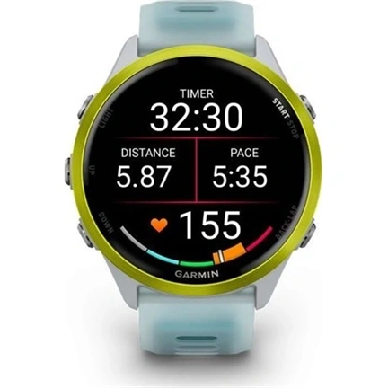 Garmin Forerunner 570 futóóra - 47mm, élénksárga alumíniumtok és átlátszó fehérkő/türkiz szíj