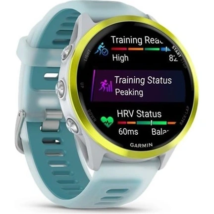 Garmin Forerunner 570 futóóra - 47mm, élénksárga alumíniumtok és átlátszó fehérkő/türkiz szíj