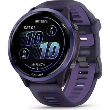 Garmin Forerunner 570 futóóra - 47mm, indigó alumíniumtok és átlátszó bíbor/indigó szíj