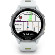 Garmin Forerunner 970 prémium futóóra - fehérkő tok és fehérkő/átlátszó élénk sárga szíj