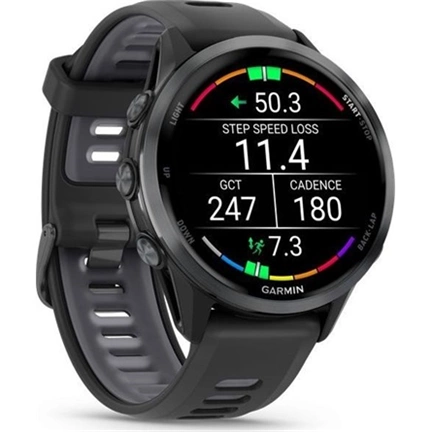 Garmin Forerunner 970 prémium futóóra - karbonszürke/fekete tok és fekete/átlátszó fehérkő szíj