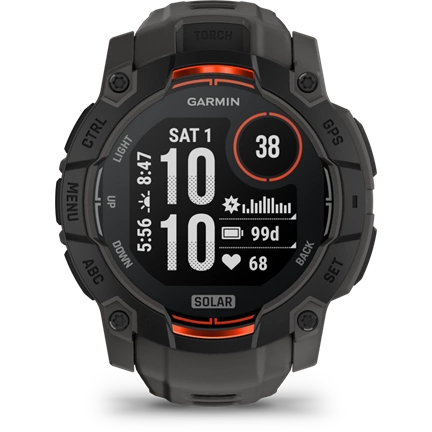 Garmin Instinct 3 okosóra - 50mm, strapabíró, napelemes, GPS, fekete, sötétszürke szíj Garmin Instinct 3 okosóra - 50mm, strapabíró, napelemes, GPS, fekete, sötétszürke szíj