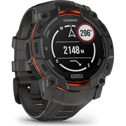 Garmin Instinct 3 okosóra - 50mm, strapabíró, napelemes, GPS, fekete, sötétszürke szíj