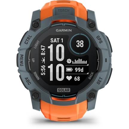 Garmin Instinct 3 okosóra - 50mm, strapabíró, napelemes, GPS, twilight (szürke), solstice (narancs) szíj Garmin Instinct 3 okosóra - 50mm, strapabíró, napelemes, GPS, twilight (szürke), solstice (narancs) szíj