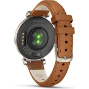 Garmin Lily 2 Classic okosóra - kicsi, stílusos, rejtett kijelzős - krémarany, barna bőrszíj