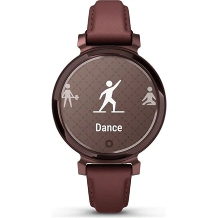 Garmin Lily 2 Classic okosóra - kicsi, stílusos, rejtett kijelzős - sötét bronz, eperfa bőrszíj