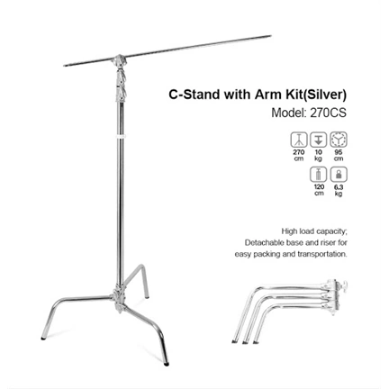 Godox 270CS C Stand with Arm & Grip Head   270cm