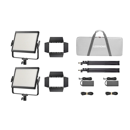 Godox LP1200Bi K2 Black Litemons Bi color LED Light Panel 2 light kit