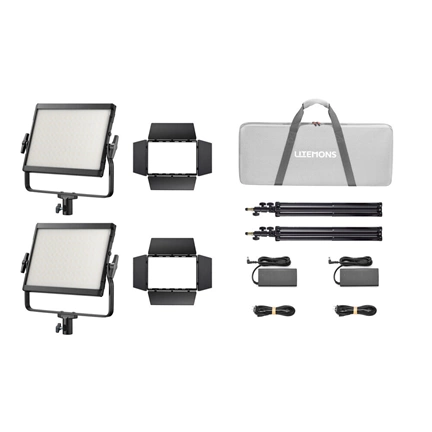Godox LP400Bi K2 Black Litemons Bi color LED Light Panel 2 light kit