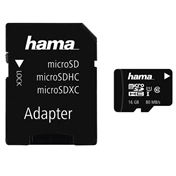 HAMA microSDHC C10 UHS-I 80MB/s 16GB + adapter