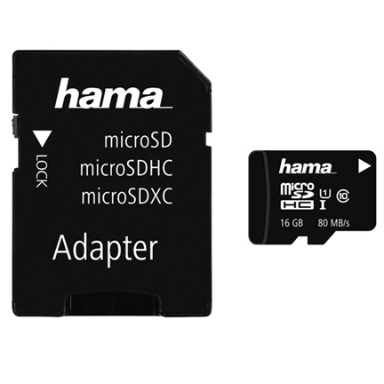 HAMA microSDHC C10 UHS-I 80MB/s 16GB + adapter