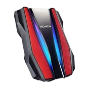 HDD ADATA HD770G 2TB USB3.2 ütésálló, RGB, Piros
