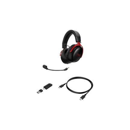 HP HyperX Cloud III S vezeték nélküli gamer headset, fekete-piros