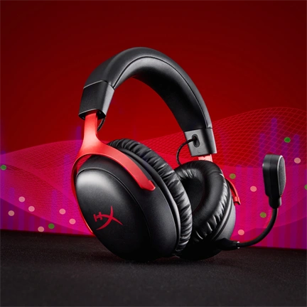 HP HyperX Cloud III S vezeték nélküli gamer headset, fekete-piros