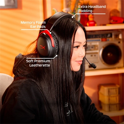 HP HyperX Cloud III S vezeték nélküli gamer headset, fekete-piros