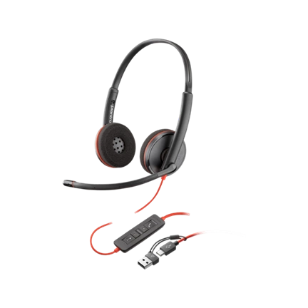 HP Poly Blackwire 3220 sztereó USB-C headset + USB-C–USB-A-adapter