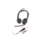 HP Poly Blackwire 5220 sztereó USB-C headset + 3,5 mm-es csatlakozó + USB-C–USB-A-adapter (csomagban)