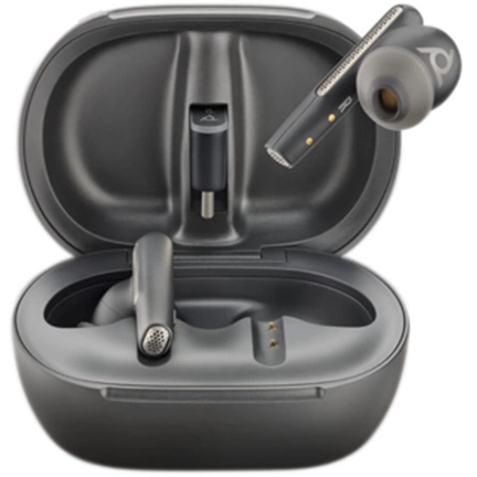 HP Poly Voyager Free 60+ UC M Carbon Black Earbuds +BT700 USB-C Adapter +Touchscreen Charge Case