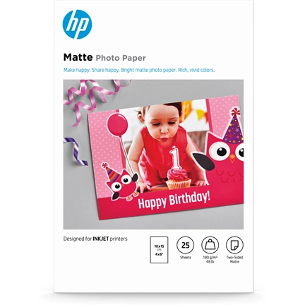 HP matt fotópapír 180g 25 lap 10x15cm