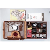 Használt Leica IIIb + 4db objektív komplett analóg szett sn:335413