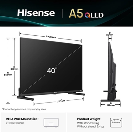Hisense 40" A5Q televízió FHD HD Smart TV, Vidaa OS