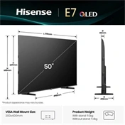 Hisense 50" E7Q televízió QLED 4K UHD Smart TV, Vidaa OS