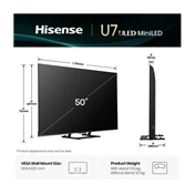 Hisense 50" U7Q televízió 4K 144Hz ULED MiniLED Smart TV, Vidaa OS