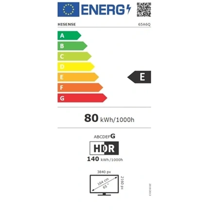 Hisense 65" A6Q televízió 4K UHD Smart TV, Vidaa OS