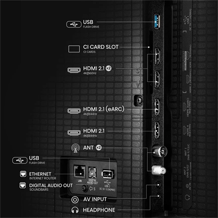 Hisense 65" U7Q televízió 4K 144Hz ULED MiniLED Smart TV, Vidaa OS