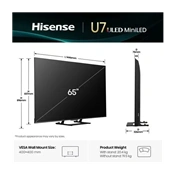 Hisense 65" U7Q televízió 4K 144Hz ULED MiniLED Smart TV, Vidaa OS