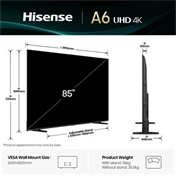 Hisense 85" A6Q televízió 4K UHD Smart TV, Vidaa OS