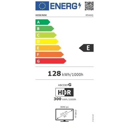 Hisense 85" A6Q televízió 4K UHD Smart TV, Vidaa OS