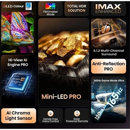 Hisense 85" U8Q televízió 4K 165Hz ULED MiniLED Smart TV, Vidaa OS