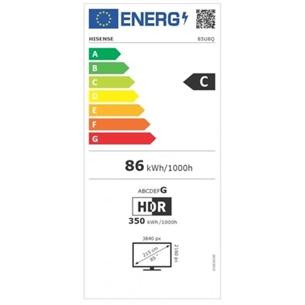 Hisense 85" U8Q televízió 4K 165Hz ULED MiniLED Smart TV, Vidaa OS