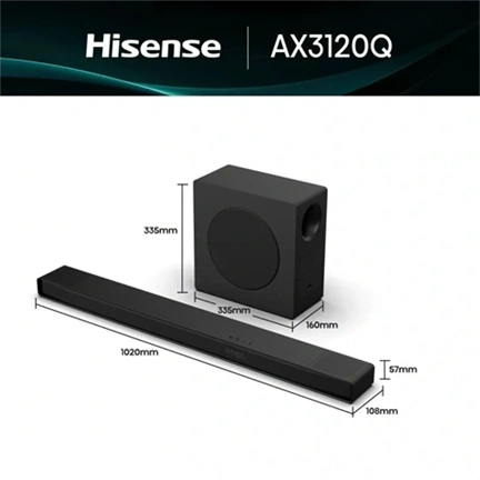 Hisense AX3120Q -  3.1.2 csatornás hangprojektor, 440 W