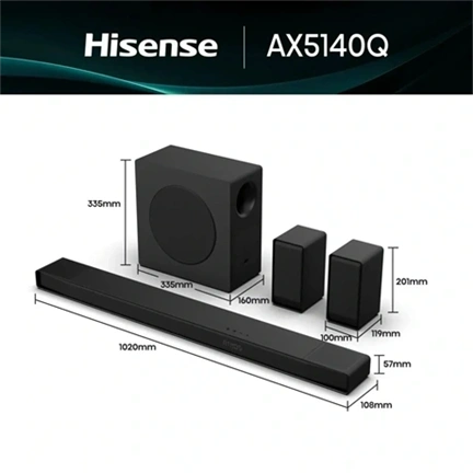 Hisense AX5140Q - 5.1.4 csatornás hangprojektor, 600 W