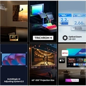 Hisense M2SE Pro mini lézerprojektor - 4K Ultra HD 3840x2160, 16:9, 65"-150", 1200lm, fehér