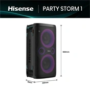 Hisense Party Storm bulihangszóró, 300 W, Bluetooth 5.0, 2 db vezeték nélküli mikrofonnal