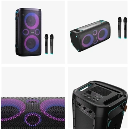 Hisense Party Storm bulihangszóró, 300 W, Bluetooth 5.0, 2 db vezeték nélküli mikrofonnal