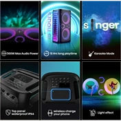 Hisense Party Storm bulihangszóró, 300 W, Bluetooth 5.0, 2 db vezeték nélküli mikrofonnal