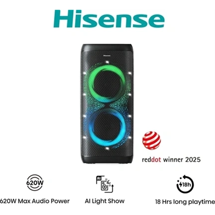 Hisense Party Thunder bulihangszóró, 620 W, Bluetooth 5.4