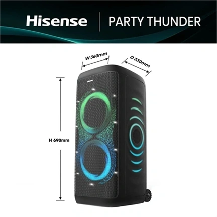Hisense Party Thunder bulihangszóró, 620 W, Bluetooth 5.4