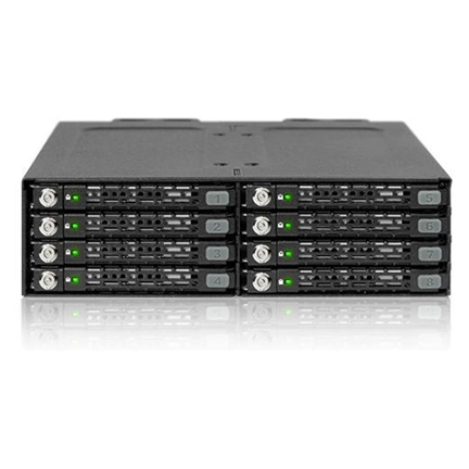 ICY DOCK Rugged Full Metal 8 Bay 2.5" SATA HDD & SSD (5 - 7mm) Backplane Cage with Locking Traysfor External 5.25" Bay ICY DOCK Rugged Full Metal 8 Bay 2.5" SATA HDD & SSD (5 - 7mm) Backplane Cage with Locking Traysfor External 5.25" Bay