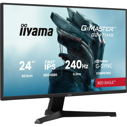 Iiyama G-Master G2471HS-B1 monitor - 23,8", FHD, FastIPS, 0,3ms MPRT, 240Hz, G-Sync Compatible