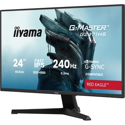 Iiyama G-Master G2471HS-B1 monitor - 23,8", FHD, FastIPS, 0,3ms MPRT, 240Hz, G-Sync Compatible