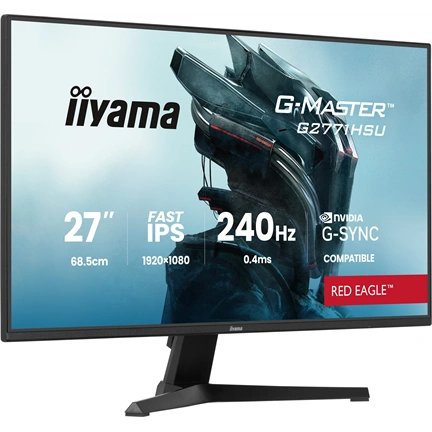 Iiyama G-Master G2771HSU-B1 monitor - 27", FHD, FastIPS, 0,4ms MPRT, 240Hz, G-Sync Compatible, USB hub