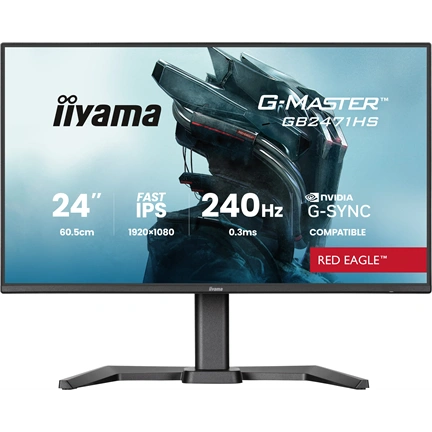 Iiyama G-Master GB2471HS-B1 monitor - 23,8", FHD, FastIPS, 0,3ms MPRT, 240Hz, G-Sync Compatible, állíth. magasság, pivot