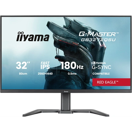Iiyama G-Master GB3272QSU-B1 monitor - 31,5", QHD, IPS, 1ms, 180Hz, G-Sync Comp., állíth. magasság, USB hub, fekete