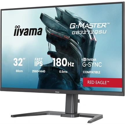Iiyama G-Master GB3272QSU-B1 monitor - 31,5", QHD, IPS, 1ms, 180Hz, G-Sync Comp., állíth. magasság, USB hub, fekete